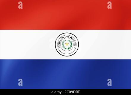 Paraguay flag, national paraguayan symbol for illustration of Travel, election, holidays. Vector wavy banner. Stock Vector