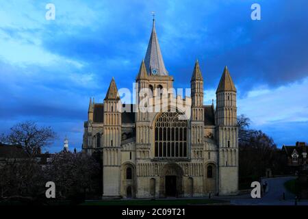 Evening view over of Rochester Cathedral, Rochester City, Kent County, England, UK Stock Photo