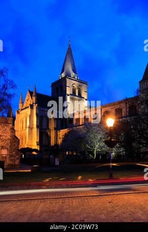 Evening view over of Rochester Cathedral, Rochester City, Kent County, England, UK Stock Photo