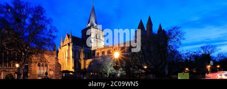 Evening view over of Rochester Cathedral, Rochester City, Kent County, England, UK Stock Photo