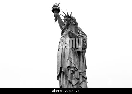 Statue of Liberty Against A White Sky Background Stock Photo Stock Photo