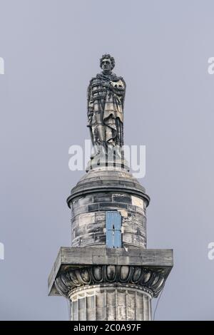 Thu 11 June 2020. Edinburgh, Scotland. The Melville Monument in St Andrew’s Square, a 150-foot high monumental column which commemorates Henry Dundas, 1st Viscount Melville. It is a Category A listed structure in the heart of Edinburgh’s New Town which Dundas helped to establish. It was erected in 1821 and the architect was William Burn. It is surrounded in controversy due to Henry Dundas' role in delaying the abolition of slavery and on June 7 2020, during a Black Lives Matter protest, the Melville Monument was graffitied. The City of Edinburgh is proposing to now dedicate the monument to tho