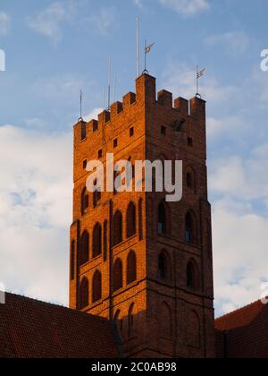 The Main tower of Malbork Upper castle at sunset time, Poland Stock Photo