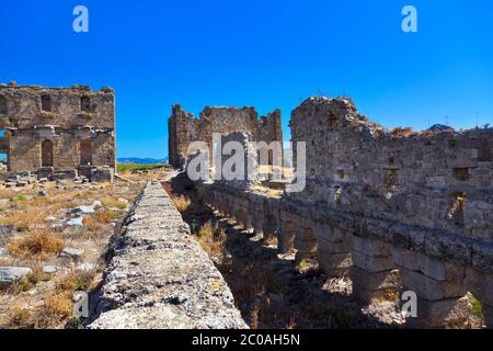 Aspendos Ancient City. Aspendos acropolis city ruins, cisterns ...