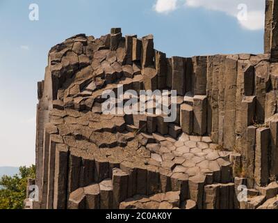 Detailed view of volcanic basalt columns - organ pipes Stock Photo