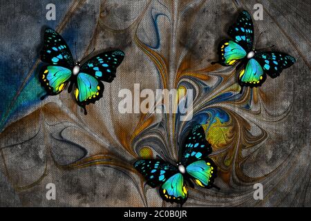 Download 3d Wallpaper Butterflies Nature Painting Old Canvas Textures Murals Effect Toned Autumn Color Palette Stock Photo Alamy