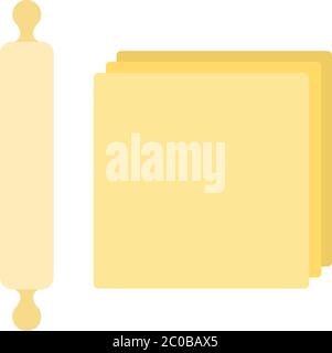Puff pastry and rolling pin vector flat isolated Stock Vector