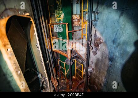 Abandoned unified missile underground command post mine type. Stock Photo