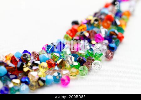 Beautiful glass beads closeup on white background Stock Photo