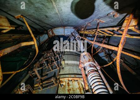 Abandoned unified missile underground command post mine type. Stock Photo