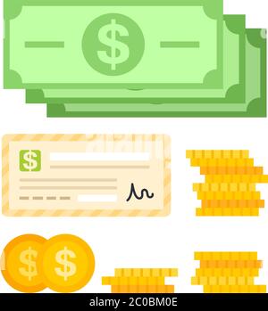 Set of Unit of money flat icon vector isolated Stock Vector