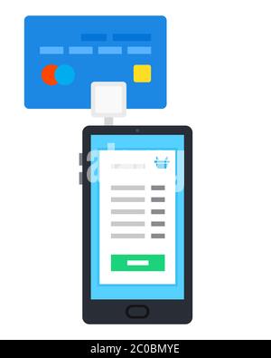 Order in the online store via mobile phone flat icon vector isolated Stock Vector