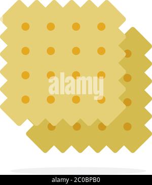 Two wheat salty crackers vector flat isolated Stock Vector