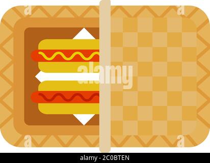 Hot dogs in picnic basket vector flat isolated Stock Vector