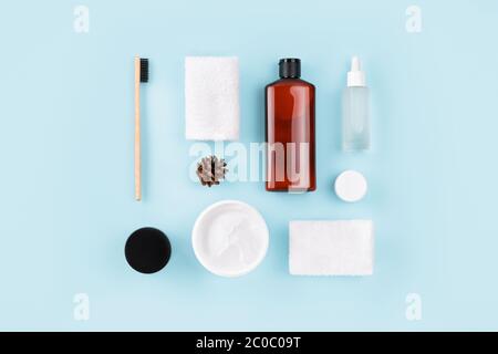 Spa composition on blue background. Wellness layout Stock Photo