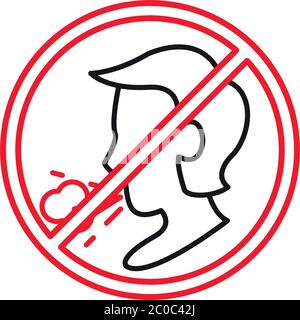 person coughing sick with denied symbol line style icon vector illustration design Stock Vector