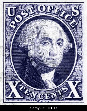 WASHINGTON - CIRCA 1847: George Washington stamp from 1847, one of the first American postage stamps Stock Photo