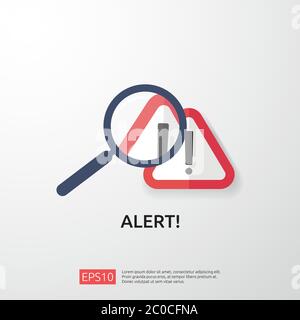 attention warning attacker alert sign with exclamation mark. beware alertness of internet danger symbol. shield line icon for VPN. Technology cyber se Stock Vector