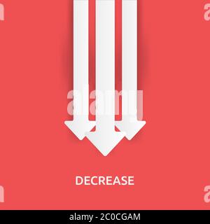 business crisis concept. money fall down with arrow decrease symbol. economy stretching rising drop, global lost bankrupt. cost declining reduction or Stock Vector