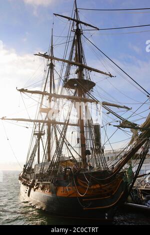 Surprise wooden tall ship in San Diego, used for Master and Commander movie Stock Photo