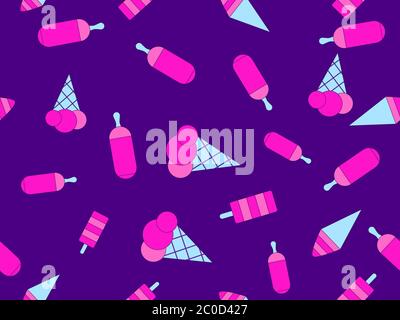 Ice cream seamless pattern. Multi-colored ice lolly for brochures, promotional material and wallpaper. Vector illustration Stock Vector