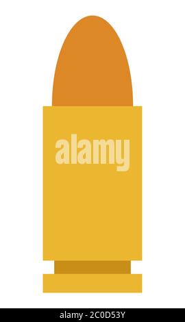 Cartridge for the gun yellow, orange color vector icon flat isolated. Stock Vector