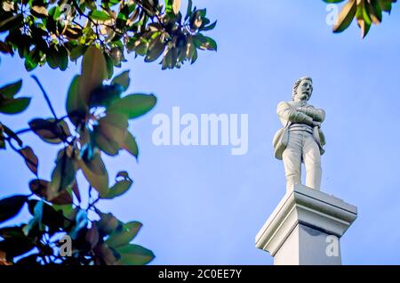 A Confederate monument stands in Lee Square, June 10, 2020, in Pensacola, Florida. The city is discussing removing after Black Lives Matter protests. Stock Photo