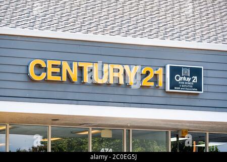 June 10, 2020 Sunnyvale / CA / USA - Century 21 logo displayed above a broker office; Century 21 Real Estate LLC is an American real estate agent fran Stock Photo