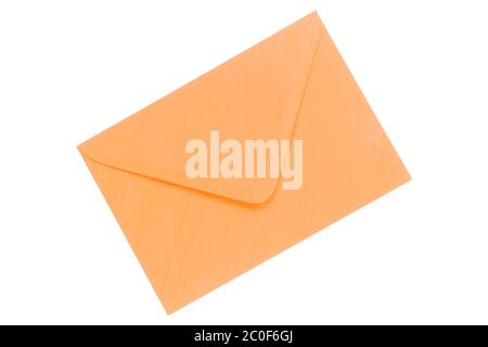 Orange envelope on a white background Stock Photo