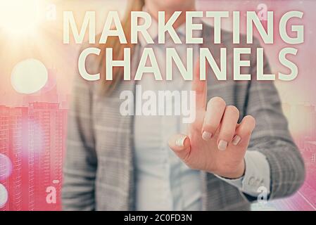 Handwriting text writing Marketing Channels. Conceptual photo the necessary to transfer the ownership of goods Stock Photo