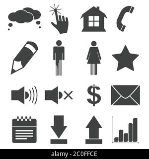 Simple black icon set 2 Stock Photo