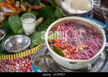 wedang uwuh traditional Javanese drink, made from spices and herbs Stock Photo