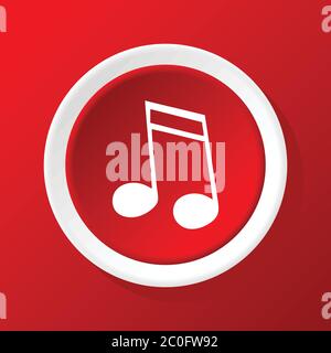 Sixteenth note icon on red Stock Photo