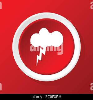 Thunderbolt icon on red Stock Photo