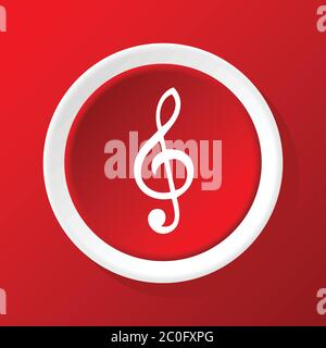 Treble clef icon on red Stock Photo