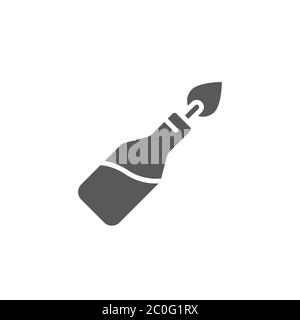 Fire cocktail bottle or molotov vector icon symbol weapon isolated on white background Stock Vector