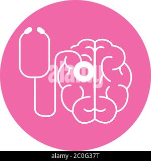 alzheimer disease, brain organ dianostic, decrease in mental human ability vector illustration color block style icon Stock Vector