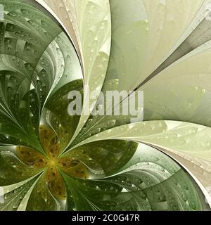 Beautiful fractal flower. Variations on the green. Computer gene Stock Photo