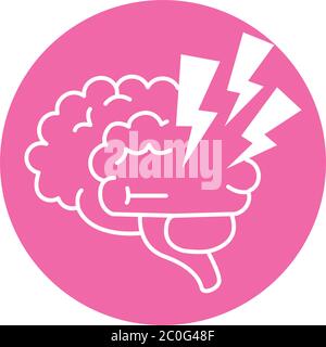 alzheimer disease, brain confuse, decrease in mental human ability vector illustration color block style icon Stock Vector