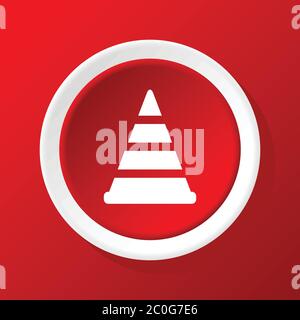 Traffic cone icon on red Stock Photo