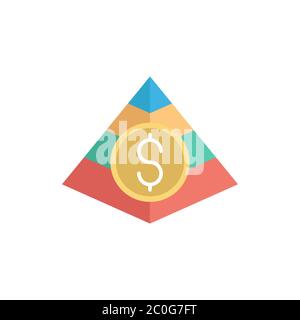 Financial pyramid vector icon symbol isolated on white background Stock Vector