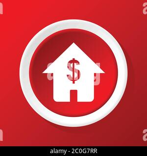 House price icon on red Stock Photo