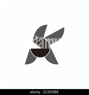 letter k curves circle chart abstract symbol logo vector Stock Vector