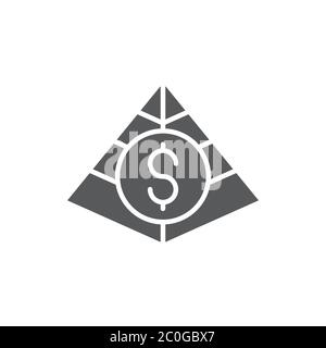 Financial pyramid vector icon symbol isolated on white background Stock Vector