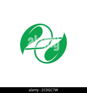 linked leaf flat monogram logo vector Stock Vector