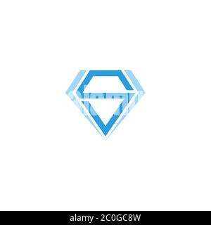 abstract letter s blue diamond geometric design symbol vector Stock Vector