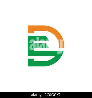 letter ed simple geometric colorful line shape symbol logo vector Stock Vector