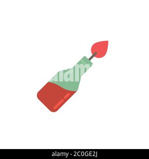 Fire cocktail bottle or molotov vector icon symbol weapon isolated on white background Stock Vector