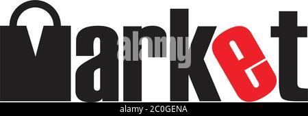 text market m shopping bag design logo vector Stock Vector