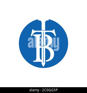 letter tb sword design logo vector Stock Vector